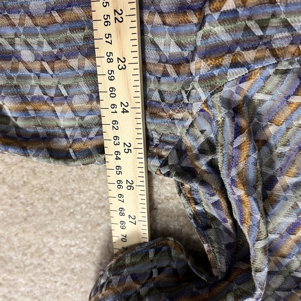 Jhane Barnes Mens XL Geometric Jacquard Long‎ Sleeve Button Down Shirt Blue Gold